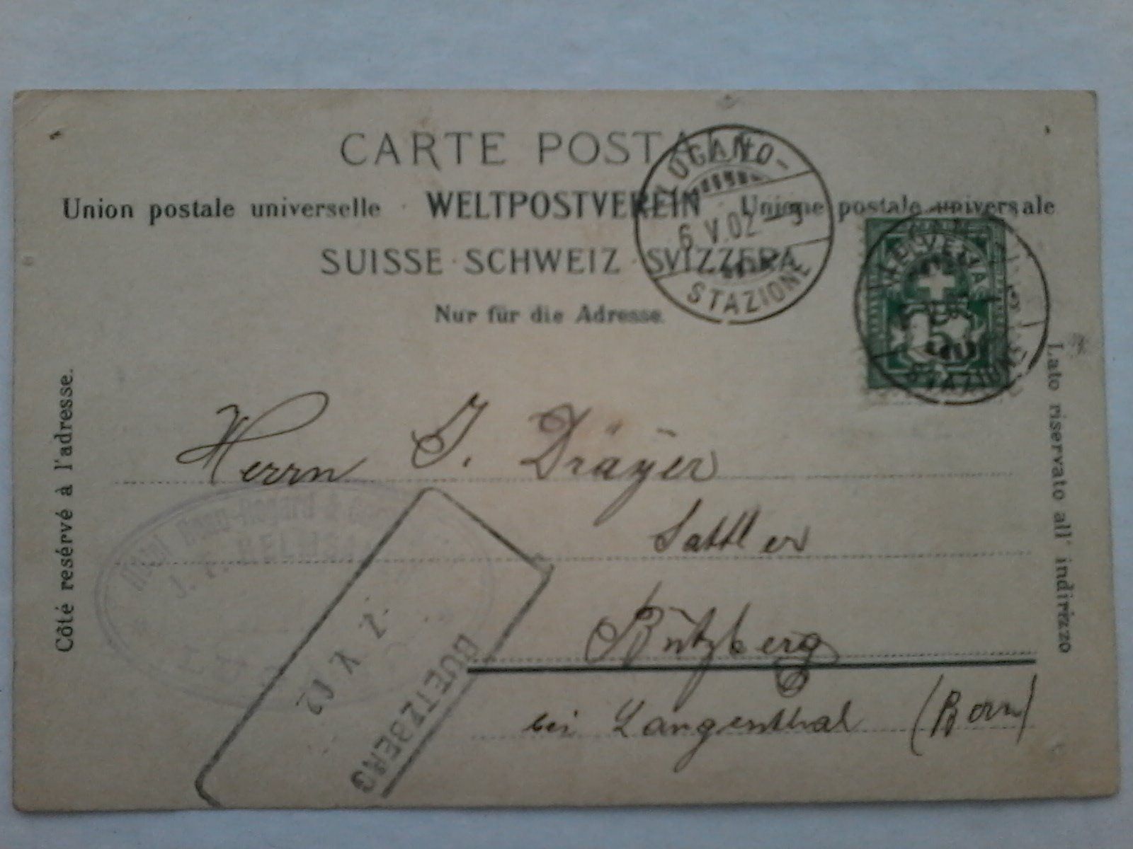 Ansichtskarten: Lugano, von 1902 – Gebraucht aus Niederscherli von Lucia16 1