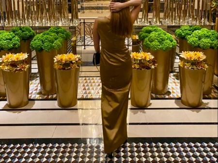 Elegant Silk Maxi Dress, size M