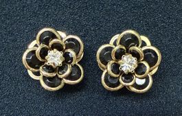 Ohrstecker Blumen Design Schwarz/Gold Herbst