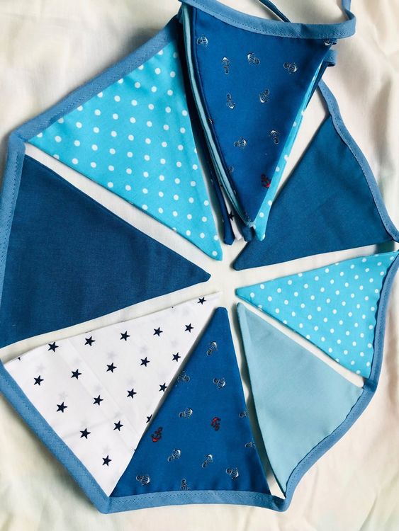 DekoShop Iyiki Dogdun Wimpelkette - 10 Stück, Blau, Für Partydeko