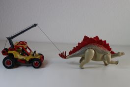 Playmobil Dino Stegosaurier und Forschermobil mit Seilwinde