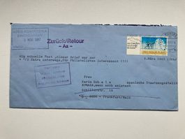 RARITÄT: Brief 4,5 Jahre unterwegs Pontresina-Frankfurt D