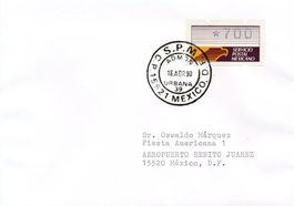 Mexiko ATM 1 beige gelb FDC Brief Inland ATM 700