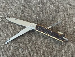 Grosses altes Jagdmesser Hirschhorn mit Haken 1970er TOP RAR