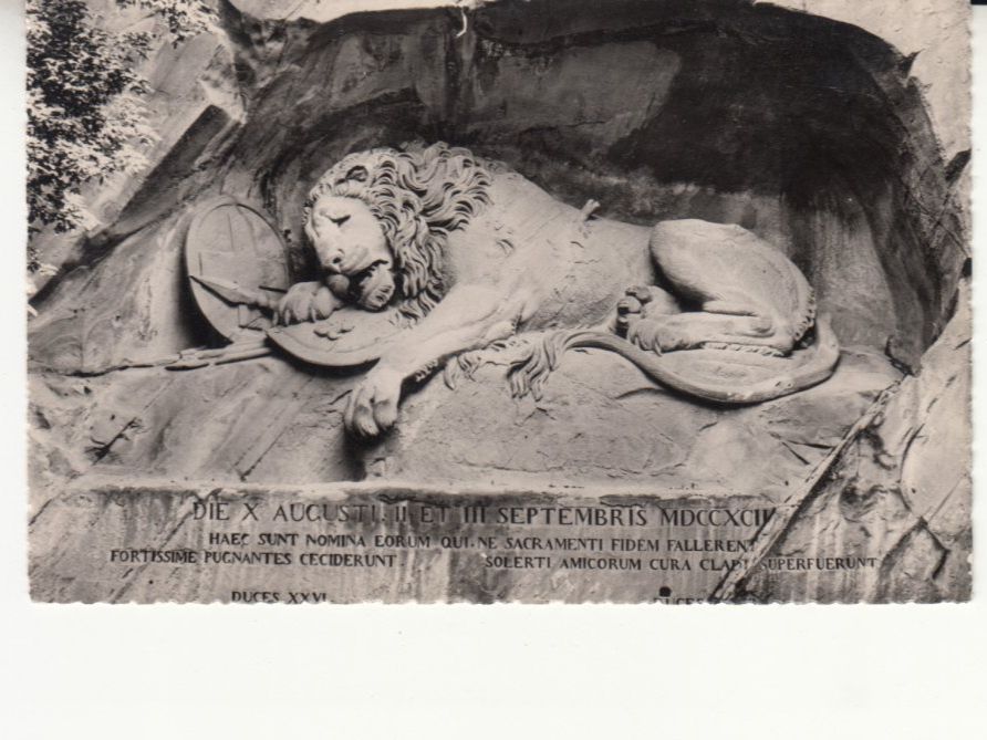 Cartoline postali: Luzern Löwendenkmal ca. 1950, Rietschi – Usato da Bürglen TG venduto da StampGraf