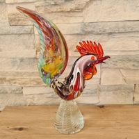 Dekorative grosse Murano Glas Hahn Figur, handgefertigt