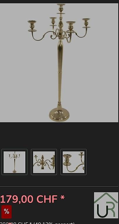 Portacandele: Kerzenhalter Classic Aluminium Gold 144cm – Usato da Ostermundigen venduto da Calvinom 3