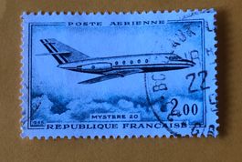 Briefmarke aus Frankreich Dassault Mystère 20 gestempelt 