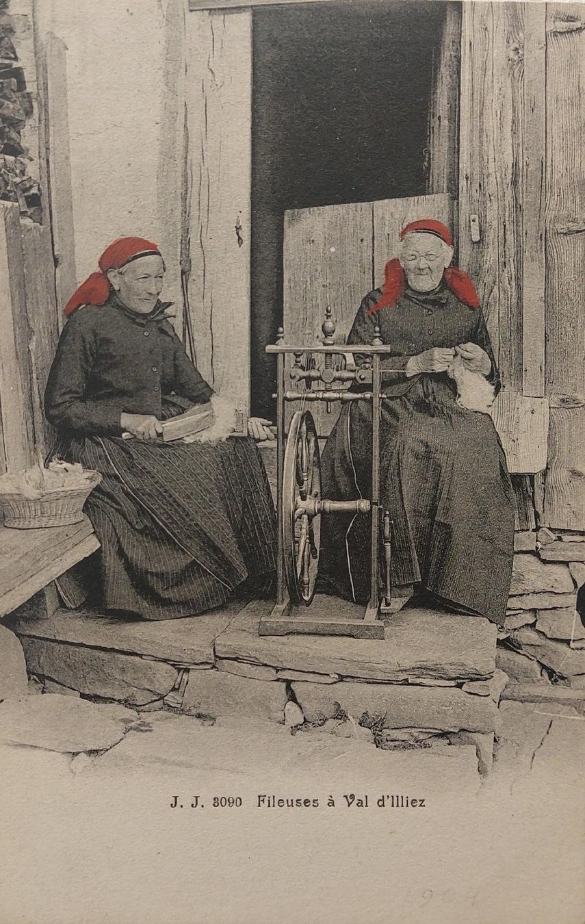 Cartoline postali: VAL d'ILLIEZ - Fileuses – Usato da Delémont venduto da Domdom1