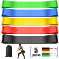 5er Set Fitness Sport Widerstandsband schlank Gummi Yoga
