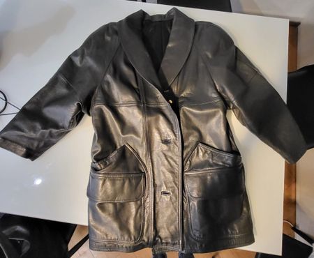 Veste en cuir noir élégante - Taille 46 - Automne/Hiver
