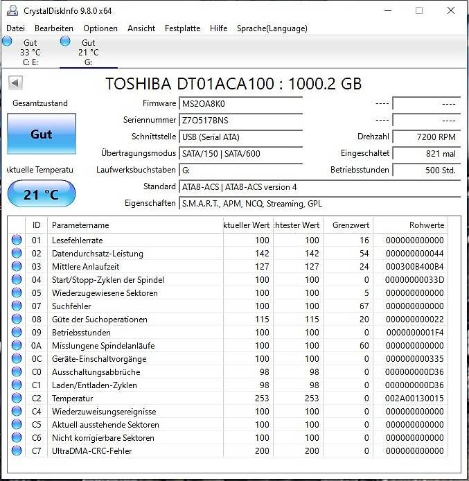 Toshiba Dischi rigidi: Festplatte Toshiba 1TB – Usato da Innertkirchen venduto da Trinchen 2