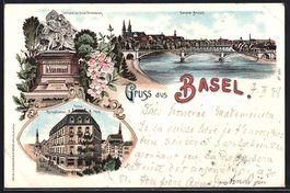 Litho Basel, Ortsansicht, Denkmal der St