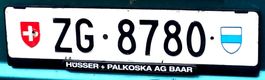 Zuger Kontrollschild 4 stellig