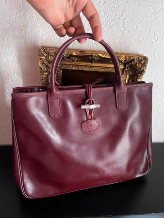 Longchamp Paris Vintage Leder Tasche Bordeaux Rot