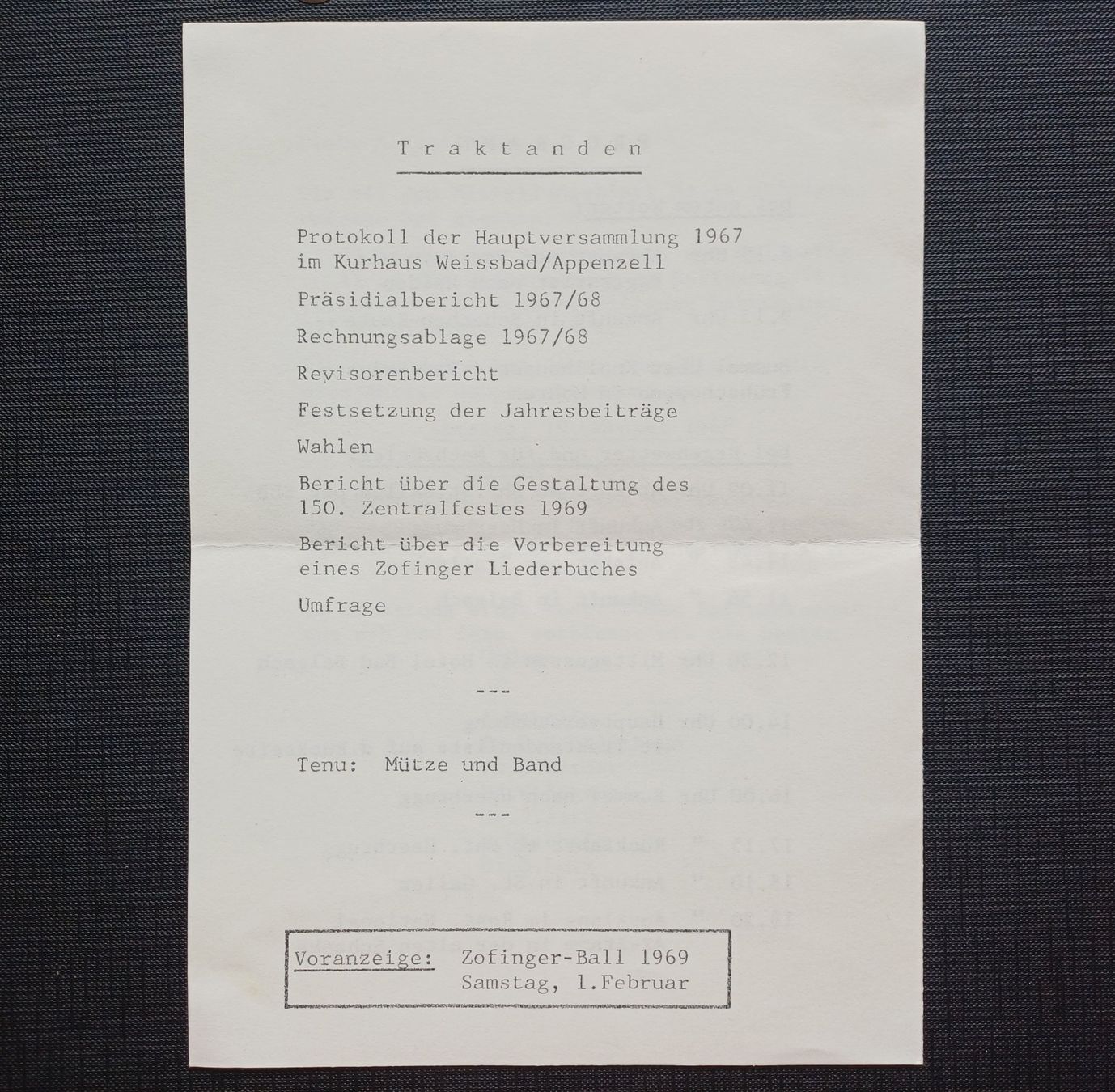 Cartoline postali: Studentika ALT-ZOFINGIA St.Gallen Programm 1968 – Usato da Brittnau venduto da simionius 2