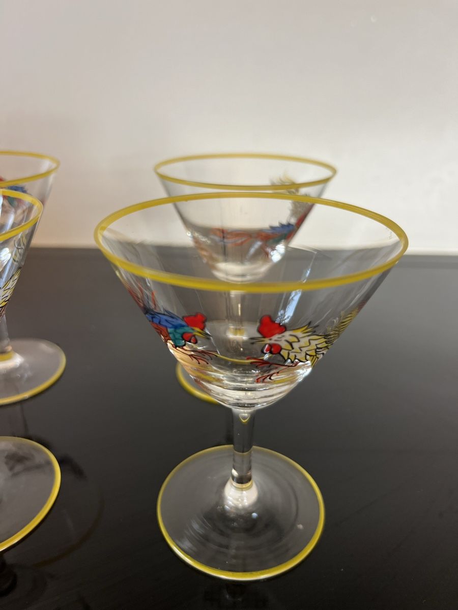 Gläser: 4 Cocktailgläser, handbemalt, Hahn Motiv – Gebraucht aus Saanen von SoniaMichaela 4
