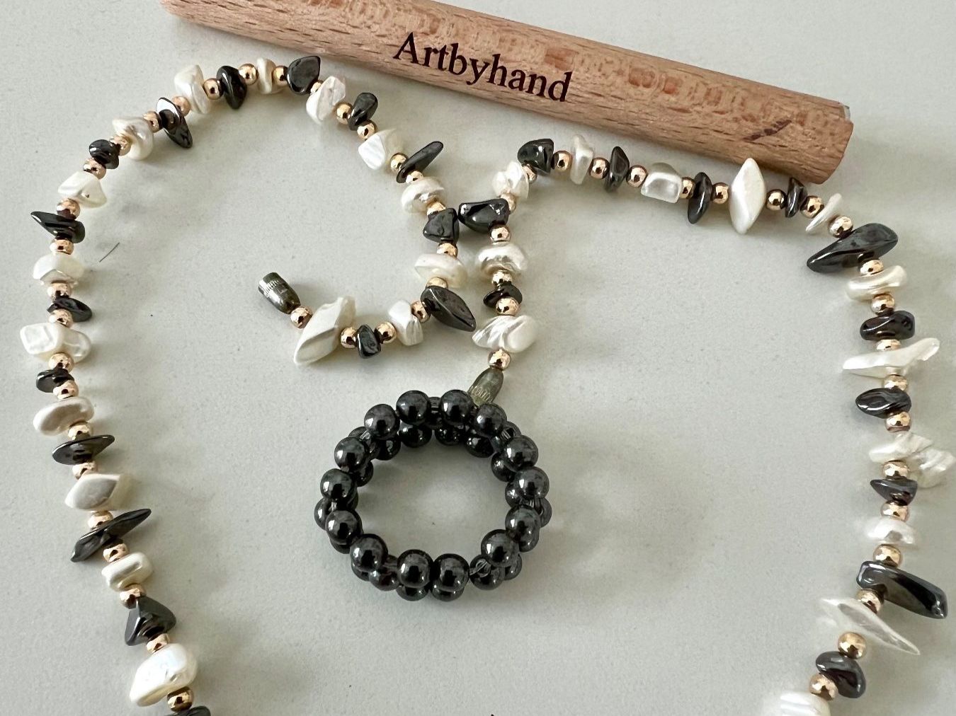 Sonstiger Schmuck: Echte Perlen & Hämatit - Edles Collier mit passendem Ring – Gebraucht aus Ruswil von artbyhand 6