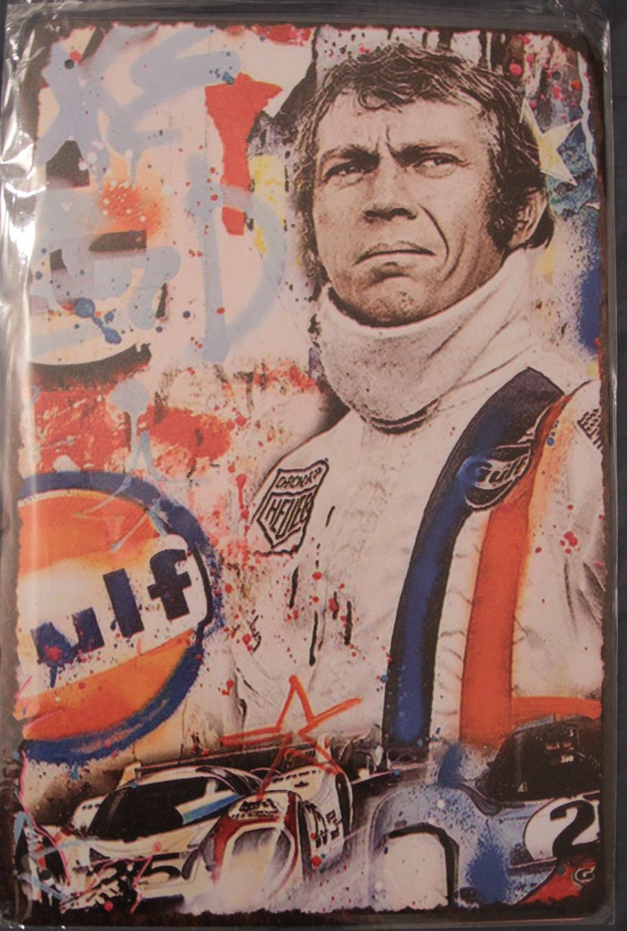 Schilder: NEU: Steve McQueen Gulf Blechschild Auto Plakat – Neu (gemäss Beschreibung) aus Matten b. Interl von alleswasgutist