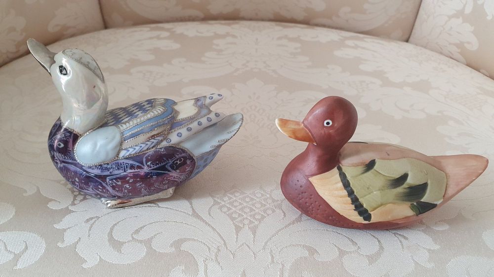 Handbemalte Mandarinenenten-Figuren – 2 Stück Aus Eiche, Symbol Der Liebe