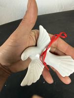 Weisse Porzellantaube, Deko-/Christbaumanhänger, 8cm