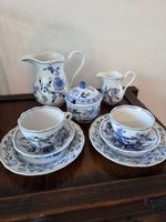 Service à café porcelaine bleu blanc décor oignon