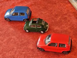 3 Spielzeugautos Fiat 500 Cinquecento Bburago, Mst.1:43