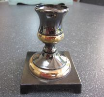 Kleiner Retro Kerzenständer, Metall schwarz/gold