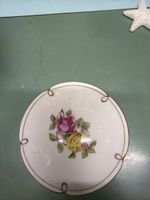 Antike Porzellan Dose mit Rosenmuster, Vintage Schmuckdose