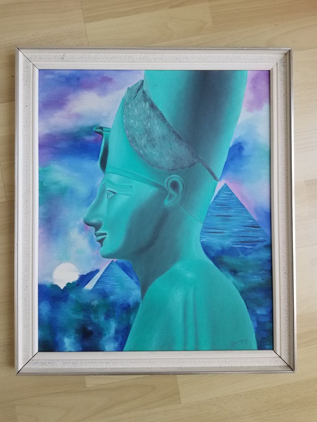 Gemälde: Bild, Oel auf Leinwand Pharao Ramses II mit Pyramide – Gebraucht aus Lostorf von MidnightRider59