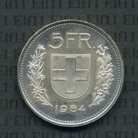 CHF___5.00 1984 stgl  * nigelnagelneu! 5 Franken