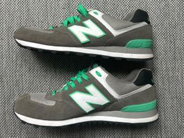 New Balance 574 Sneaker Grau/Weiss/Gruen, Gr. 45.5