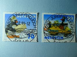 1999 Sondermarken Pingu Jungfraujoch ET 987 und 988
