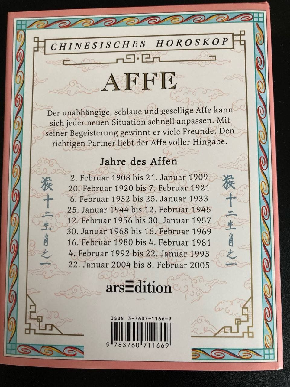 Libri: AFFE chineschisches Horoskop – Usato da Frauenfeld venduto da BUCHschatzLADEN_369 1