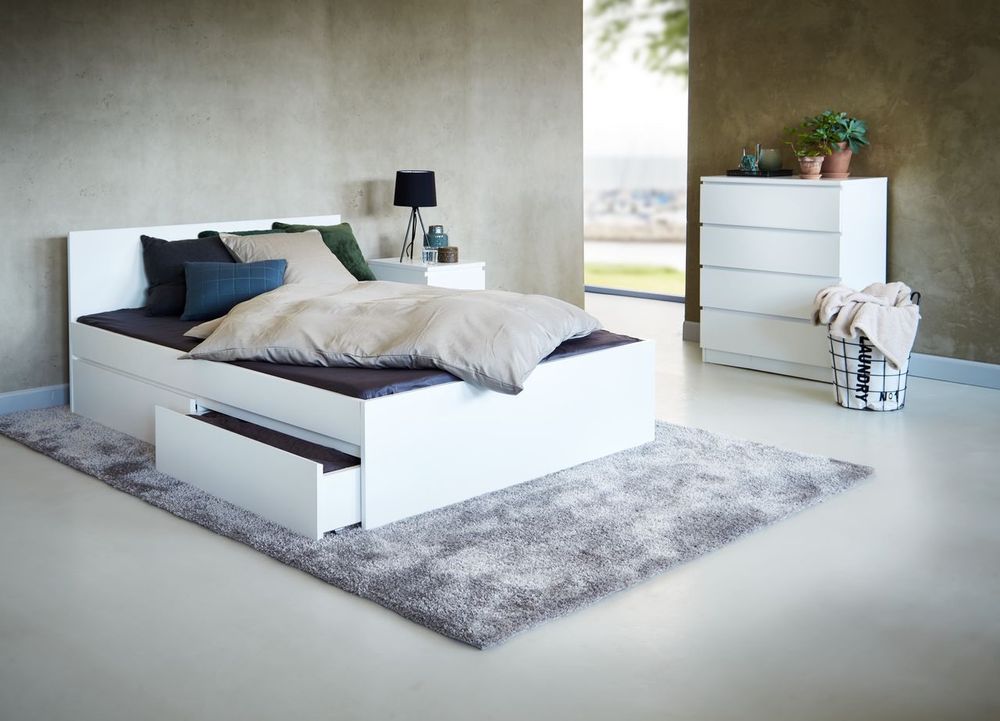 Bett LIMFJORDEN JYSK 140x200 cm 2 Schubladen weiss Kaufen auf Ricardo