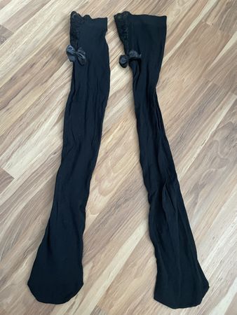 Schwarze Overknees mit Schleife, Grösse 36-38, Top Zustand