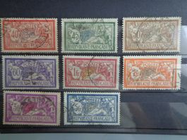 Lot France 1900/1927 série Merson, 8 valeurs, oblitérés