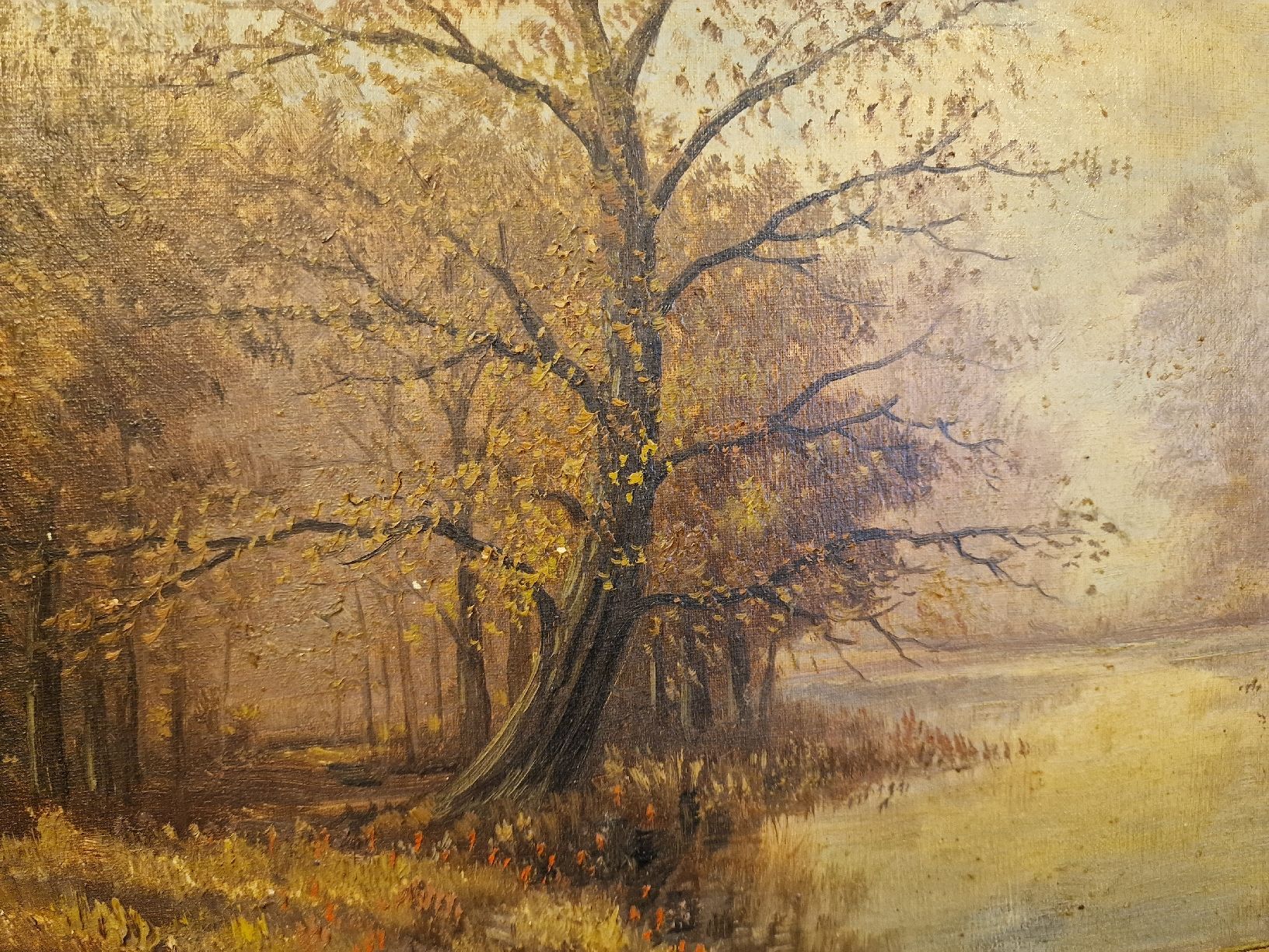 Dipinti: Gemälde Herbstlandschaft mit Bäumen und Fluss. Signiert – Usato da BERN venduto da Intarsia 5