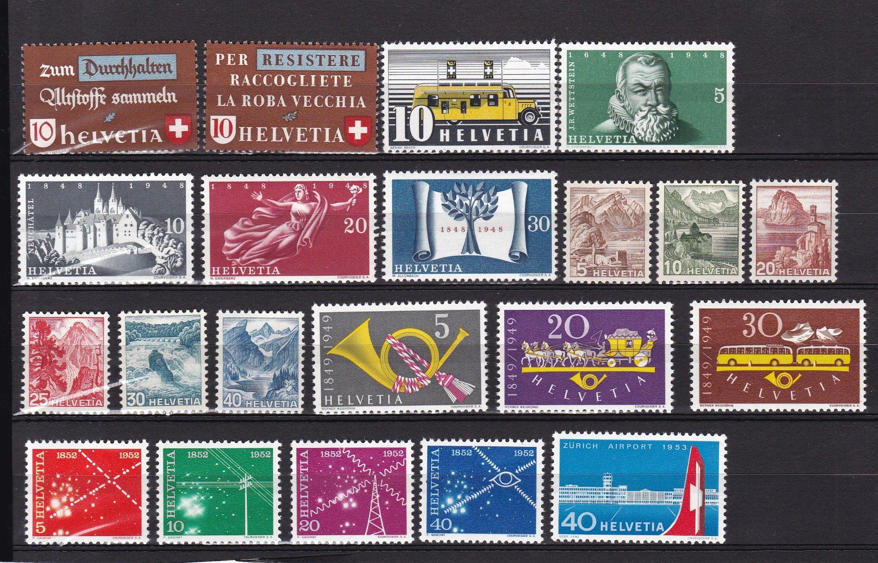 Tutti i francobolli: CH Briefmarken Lot "postfrisch" ab 1936 – Usato da Münchwilen AG venduto da Nesar 1