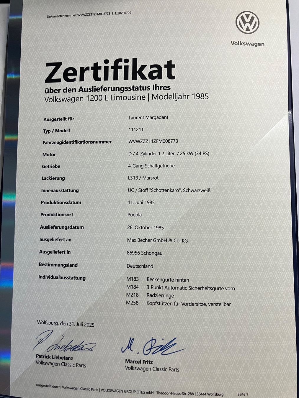 VW Automobili: VW Käfer 1200 - 1985 – Usato da Genève venduto da mar_7ldy 5