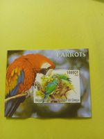 Timbre rare : Perroquets du Congo, 1000CF, année 2005!