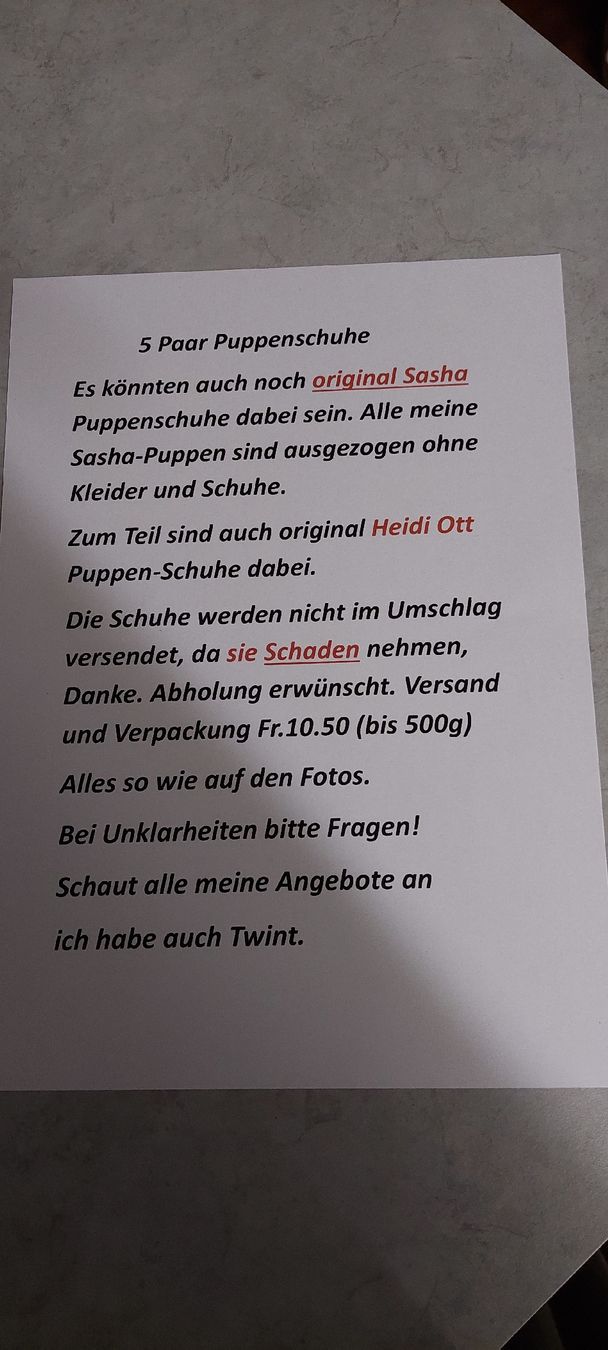 Puppen: 5 Paar Puppenschuhe  – Gebraucht aus Muri AG von nindo1 1
