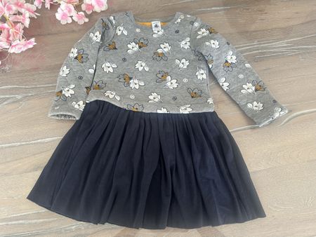 Kleid Petit Bateau grau dunkelblau Grösse 104 cm💙