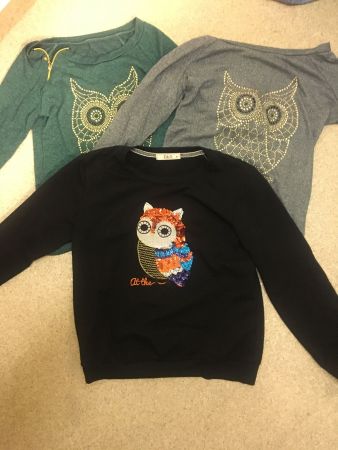 *3 weiche Eulenshirts* (dünne Pullis) *M*