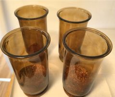 4 schöne  Windlichter Glas bernsteinfarben guter Zustand