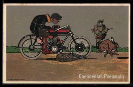 Der moderne Jäger auf Motorrad, Reklame
