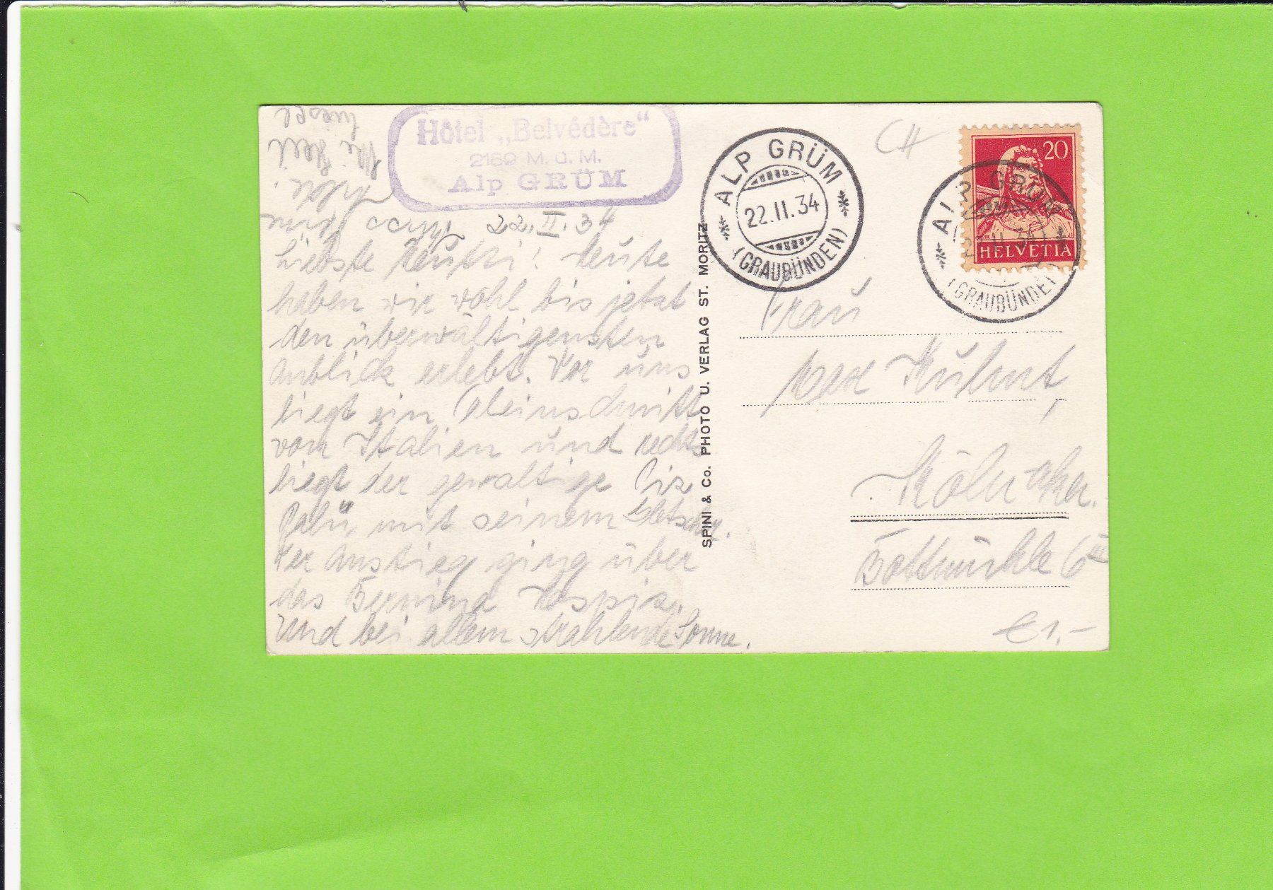 Cartoline postali: Alp Grüm-Station – Usato da St. Peterzell venduto da neckertal 1