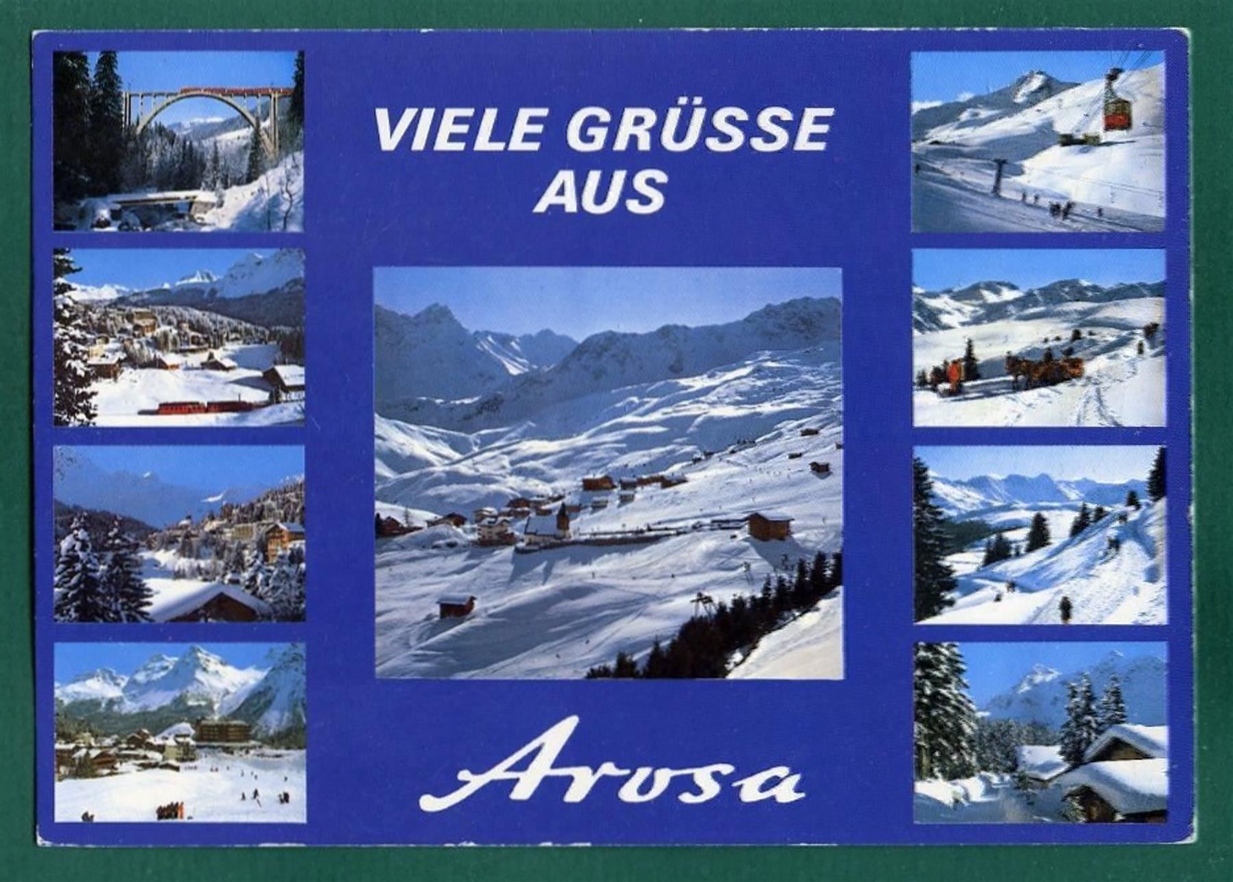 Cartoline postali: Arosa, 9 Ansichten, 1987, gelaufen, Grossformat – Usato da Sargans venduto da Hausi1951