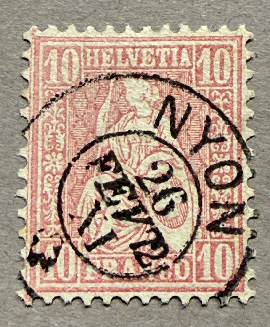 Tous les timbres: 38 Stempel Nyon Farbe hellrosa – D'occasion à Steinhausen par yukon26