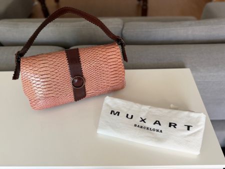 MUXART Vintage-Umhängetasche aus rosa Schlangenleder